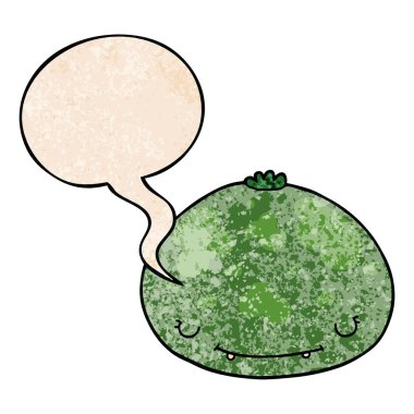 retro doku tarzında karikatür kabak ve konuşma balonu