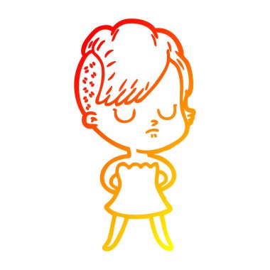 sıcak degrade çizgi çizim karikatür kadın