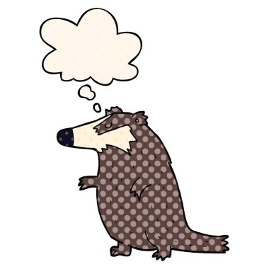 çizgi film porsuğu ve çizgi roman tarzında düşünce balonu