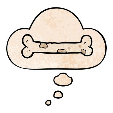 grunge doku desen tarzı karikatür kemik ve düşünce balonu