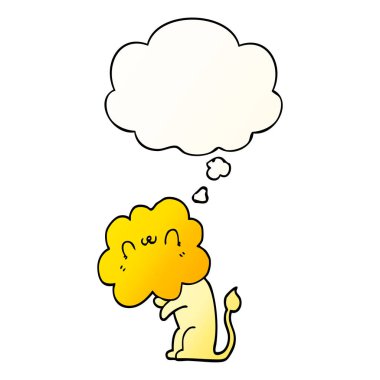 karikatür aslan ve pürüzsüz degrade tarzında düşünce balonu