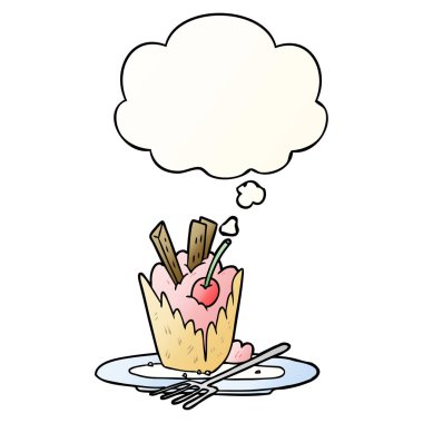 karikatür tatlı ve pürüzsüz degrade tarzında düşünce balonu