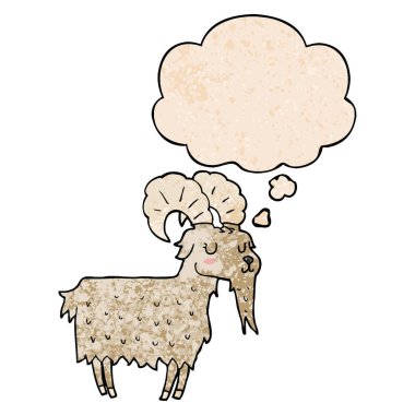 karikatür keçi ve grunge doku desen tarzında düşünce balonu