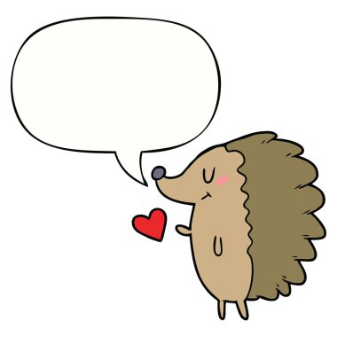 sevimli karikatür kirpi ve konuşma balonu