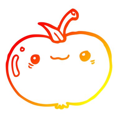 sıcak degrade çizgi çizim karikatür elma