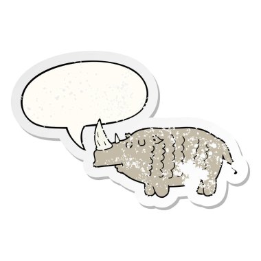 karikatür gergedan ve konuşma balonu sıkıntılı etiket