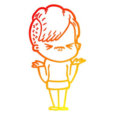 sıcak degrade çizgi çizim karikatür rahatsız hipster kız