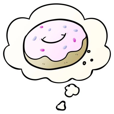 çizgi film donut ve pürüzsüz degrade tarzında düşünce balonu