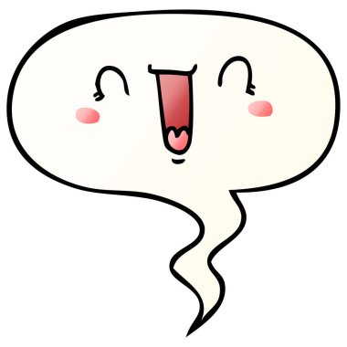 mutlu karikatür yüz ve konuşma balonu pürüzsüz degrade tarzında