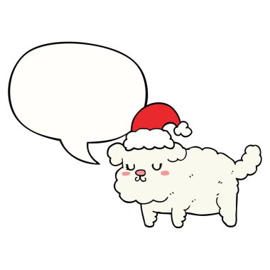 sevimli noel köpek ve konuşma balonu
