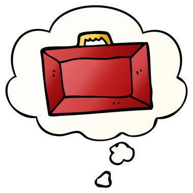 karikatür evrak çantası ve pürüzsüz degrade tarzında düşünce balonu