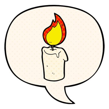 çizgi roman tarzında karikatür mum ve konuşma balonu