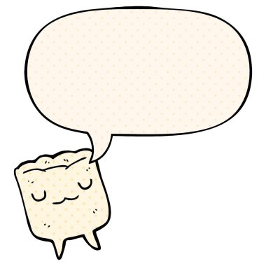 çizgi roman tarzında karikatür diş ve konuşma balonu