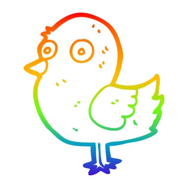 gökkuşağı degrade çizgi çizim karikatür kuş