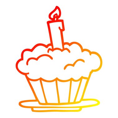 sıcak degrade çizgi çizim karikatür doğum günü pastası