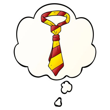 karikatür ofis kravat ve pürüzsüz degrade tarzında kabarcık düşünce