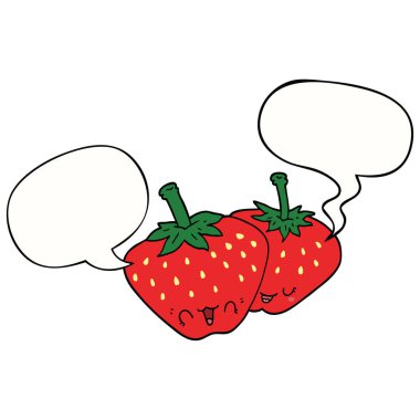 karikatür çilek ve konuşma balonu