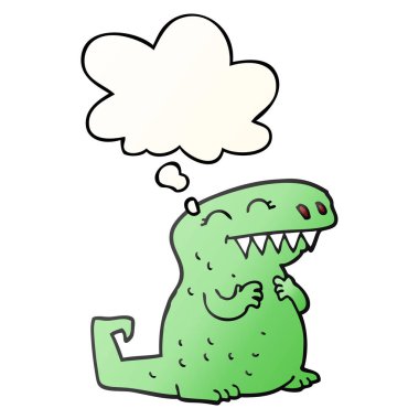 karikatür dinozor ve pürüzsüz degrade tarzında kabarcık düşünce