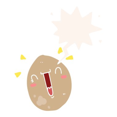 retro tarzında karikatür mutlu yumurta ve konuşma balonu