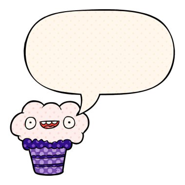 komik karikatür cupcake ve çizgi roman tarzında konuşma balonu