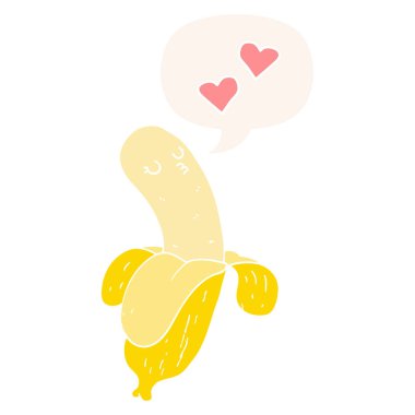 retro tarzında aşk ve konuşma balonu karikatür muz