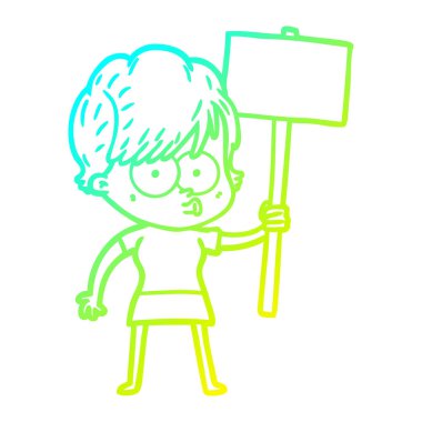 soğuk degrade çizgi çizim karikatür kadın