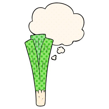 çizgi roman tarzında çizgi film pırasa ve düşünce balonu