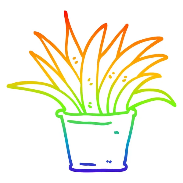 Rainbow gradient linje ritning tecknad hus växt — Stock vektor