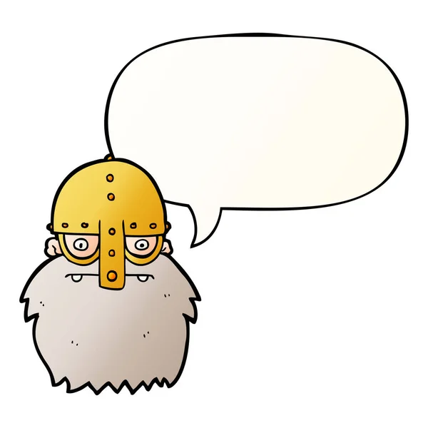 Καρτούν Βίκινγκ πρόσωπο και ομιλία φούσκα σε ομαλή στυλ διαβάθμισης — Διανυσματικό Αρχείο