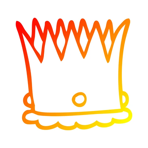Varm gradient linje ritning tecknad Royal Crown — Stock vektor