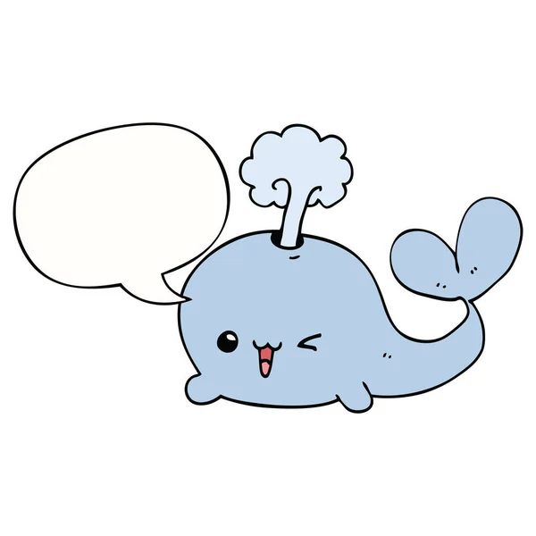 Baleine de dessin animé et bulle de discours — Image vectorielle