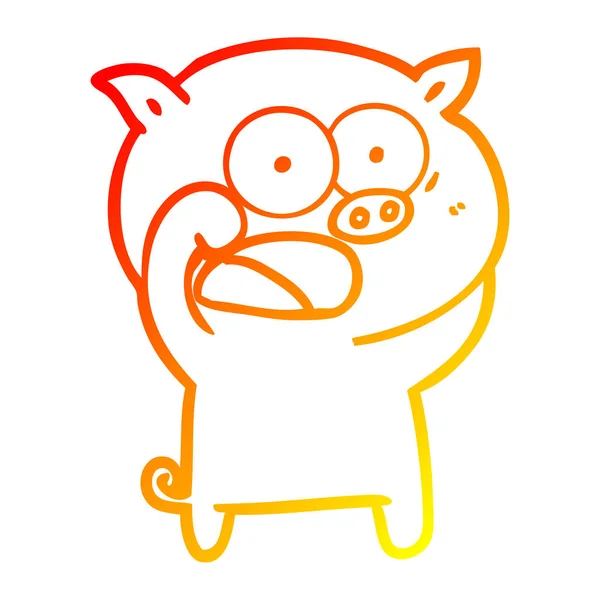 Chaud gradient ligne dessin dessin dessin animé cochon crier — Image vectorielle