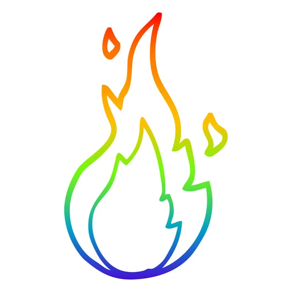 Linea gradiente arcobaleno disegno fumetto simbolo fiamma — Vettoriale Stock
