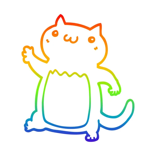 Regenbogen Gradienten Linie Zeichnung Karikatur Katze — Stockvektor