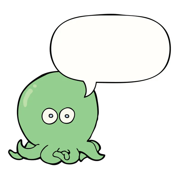 Cartoon octopus en toespraak bubble — Stockvector