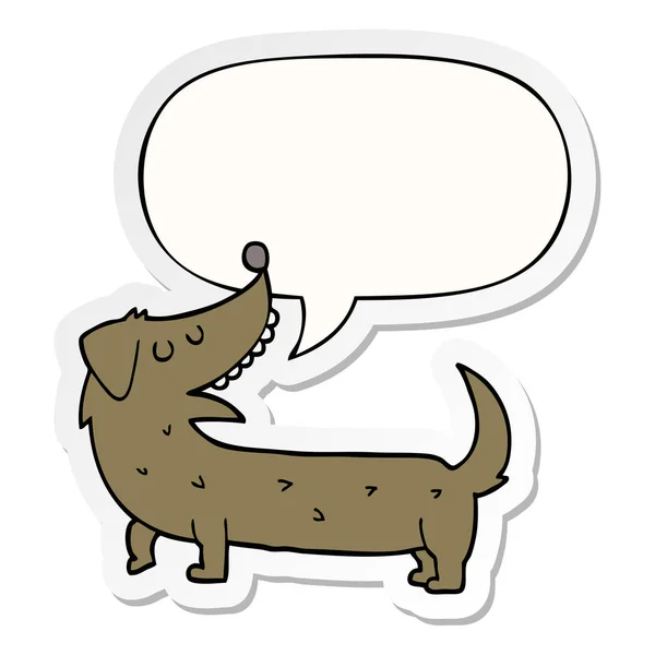 卡通狗和语音泡泡贴纸 — 图库矢量图片