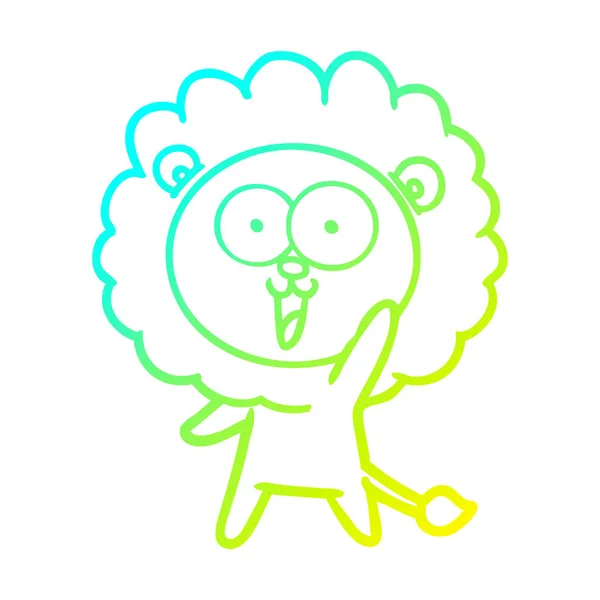 Froid dégradé ligne dessin heureux dessin animé lion — Image vectorielle