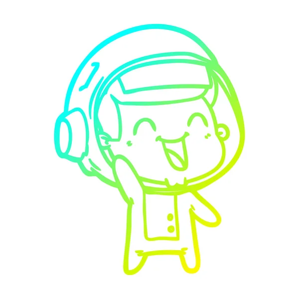 Studená přechodová linie kreslení šťastný kreslený astronaut — Stockový vektor