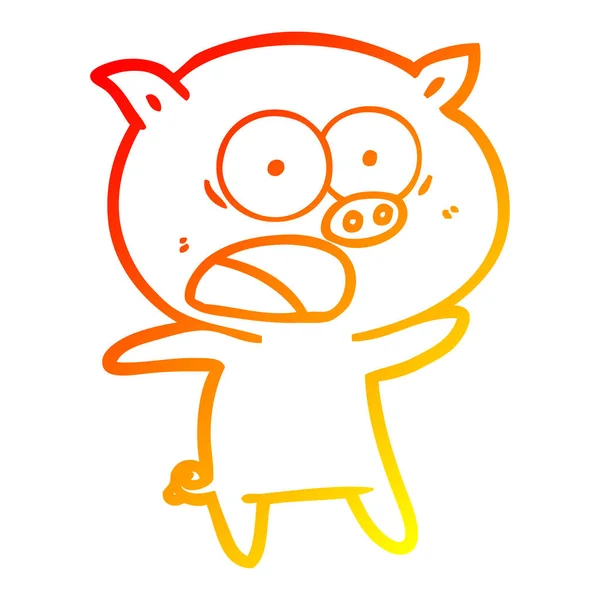 Chaud gradient ligne dessin dessin dessin animé cochon crier — Image vectorielle