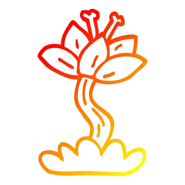 Linha gradiente quente desenho dos desenhos animados flor lírio — Vetor de Stock