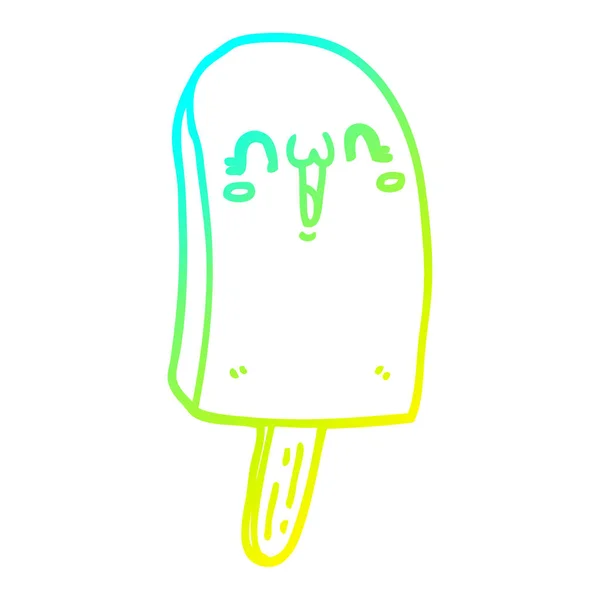 Línea de gradiente frío dibujo dibujos animados helado lolly — Archivo Imágenes Vectoriales