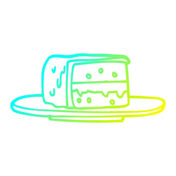 ケーキの漫画のスライスを描く冷たいグラデーションライン — ストックベクタ