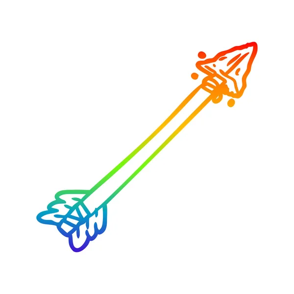Rainbow gradient line drawing primitive arrow — Stock Vector