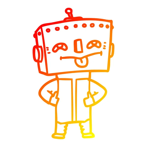 따뜻한 그라데이션 라인 그리기 만화 로봇 — 스톡 벡터