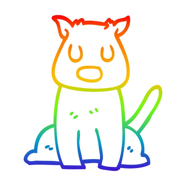 Rainbow gradient linje ritning tecknad Calm hund — Stock vektor