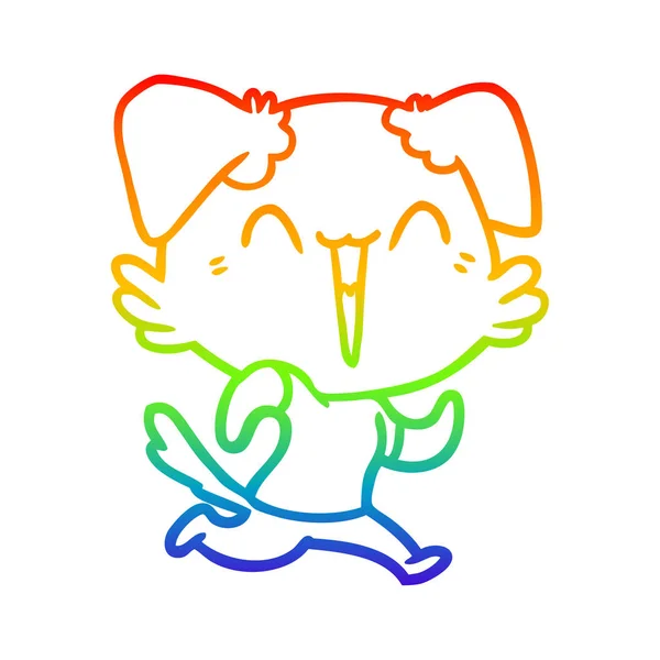 Regenboog gradiënt lijntekening Happy Little Dog cartoon — Stockvector