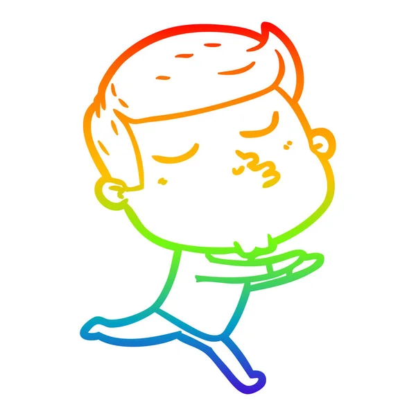 Rainbow gradient ligne dessin dessin animé modèle gars boudage — Image vectorielle