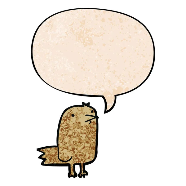 Retro doku tarzı karikatür kuş ve konuşma kabarcık — Stok Vektör