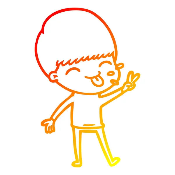 Línea de gradiente caliente dibujo dibujos animados chico — Vector de stock