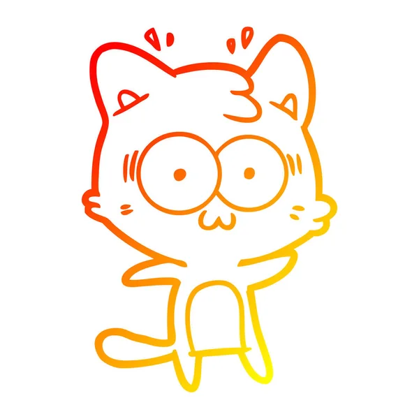 Linha gradiente quente desenho desenho animado gato surpreso — Vetor de Stock